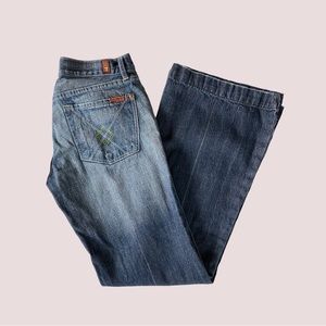 7 For All Mankind, Dojo Flare Jeans, Swarovski Crystals, Size 29